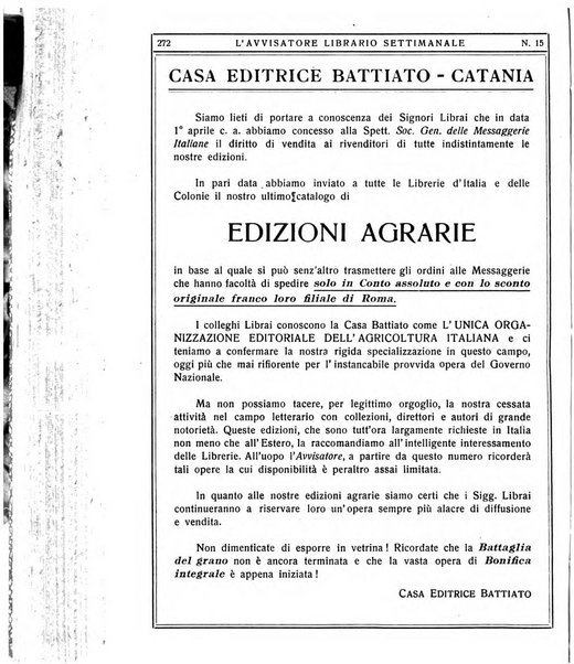 L'avvisatore librario settimanale bollettino bibliografico