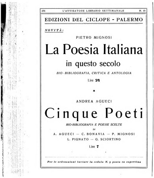 L'avvisatore librario settimanale bollettino bibliografico