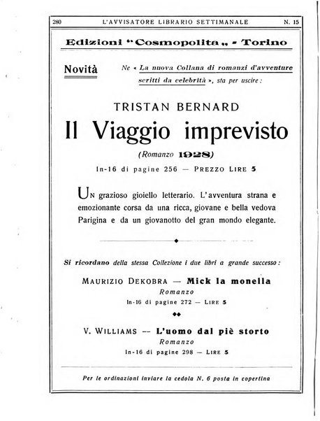 L'avvisatore librario settimanale bollettino bibliografico