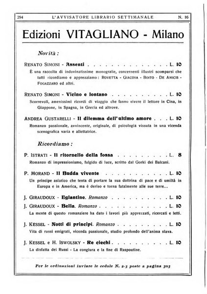 L'avvisatore librario settimanale bollettino bibliografico