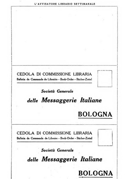 L'avvisatore librario settimanale bollettino bibliografico