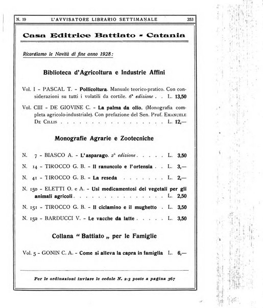 L'avvisatore librario settimanale bollettino bibliografico