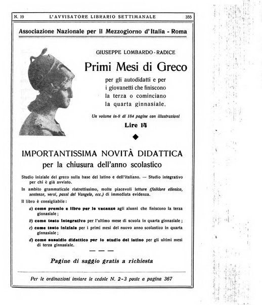 L'avvisatore librario settimanale bollettino bibliografico