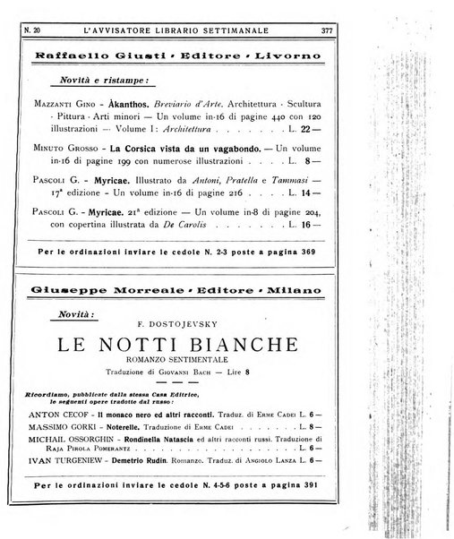 L'avvisatore librario settimanale bollettino bibliografico