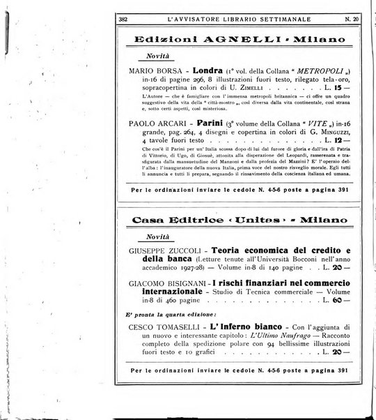 L'avvisatore librario settimanale bollettino bibliografico