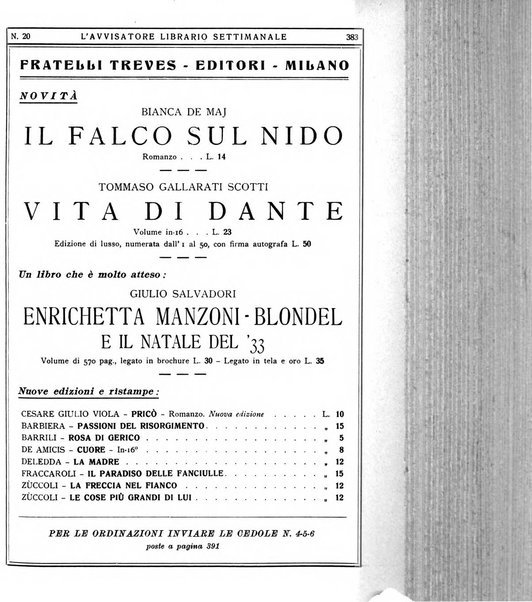 L'avvisatore librario settimanale bollettino bibliografico