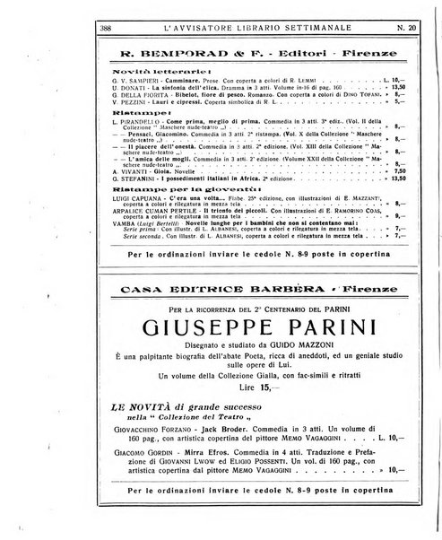 L'avvisatore librario settimanale bollettino bibliografico