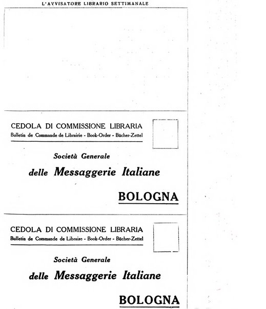 L'avvisatore librario settimanale bollettino bibliografico