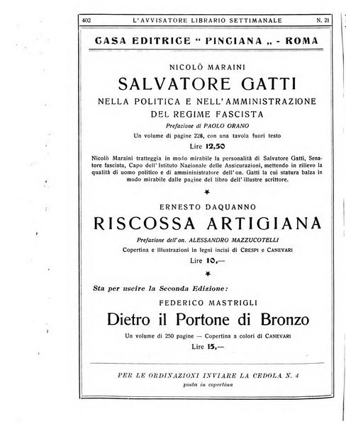 L'avvisatore librario settimanale bollettino bibliografico