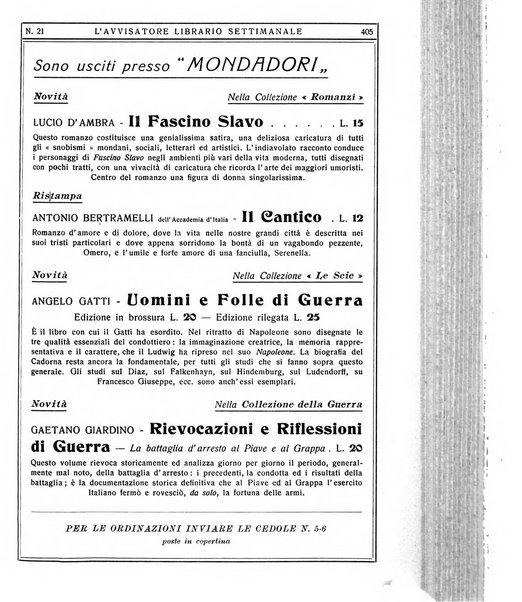 L'avvisatore librario settimanale bollettino bibliografico