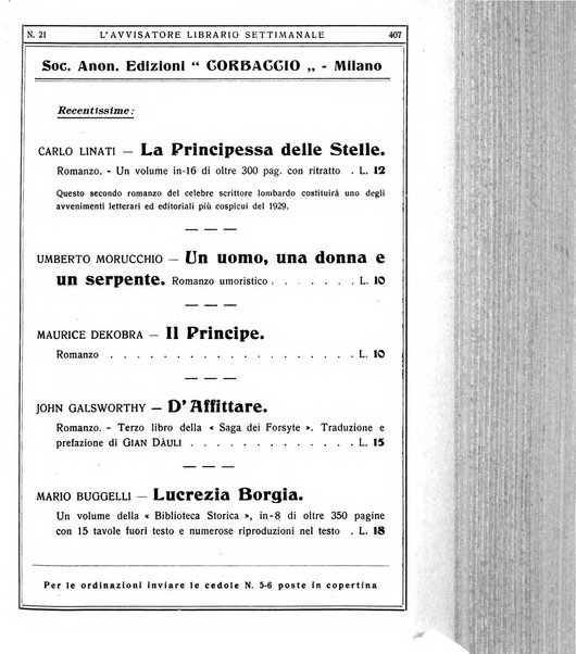 L'avvisatore librario settimanale bollettino bibliografico