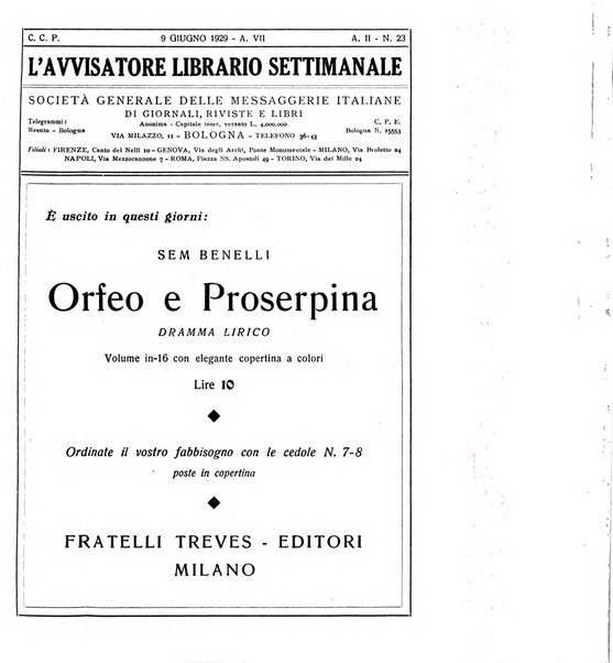 L'avvisatore librario settimanale bollettino bibliografico