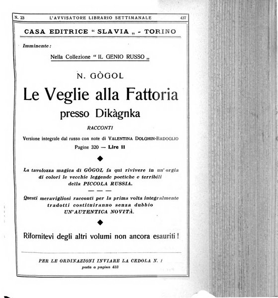 L'avvisatore librario settimanale bollettino bibliografico