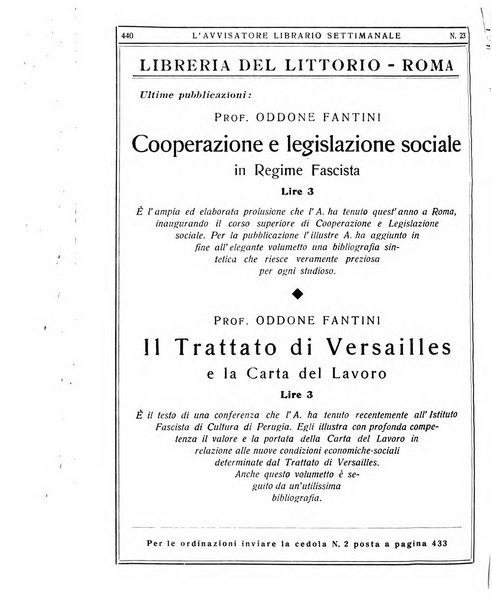 L'avvisatore librario settimanale bollettino bibliografico