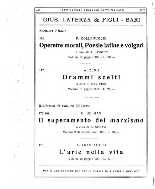 L'avvisatore librario settimanale bollettino bibliografico