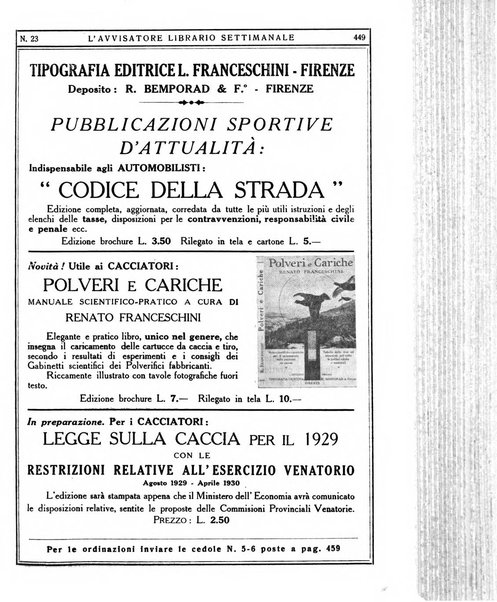 L'avvisatore librario settimanale bollettino bibliografico