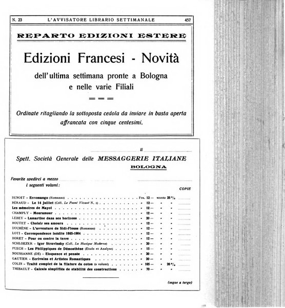 L'avvisatore librario settimanale bollettino bibliografico