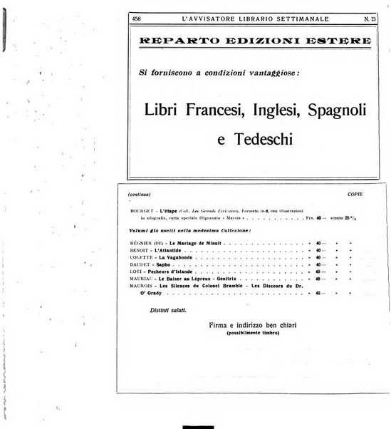 L'avvisatore librario settimanale bollettino bibliografico