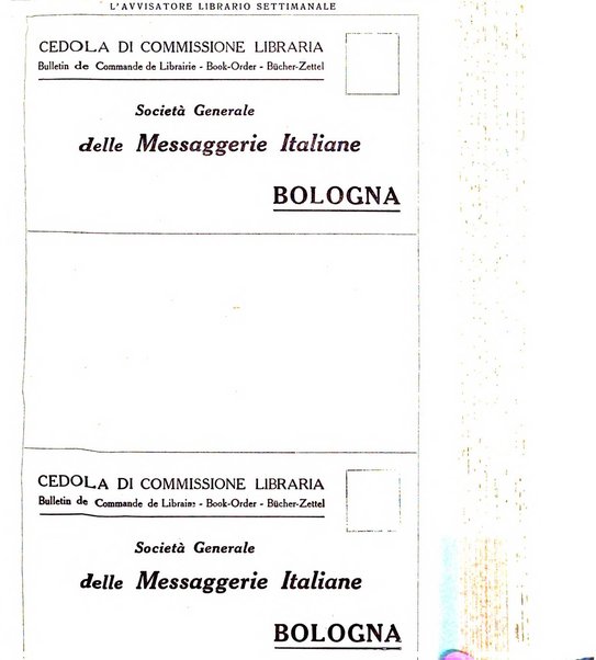 L'avvisatore librario settimanale bollettino bibliografico