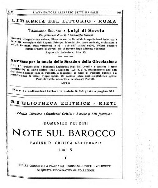 L'avvisatore librario settimanale bollettino bibliografico