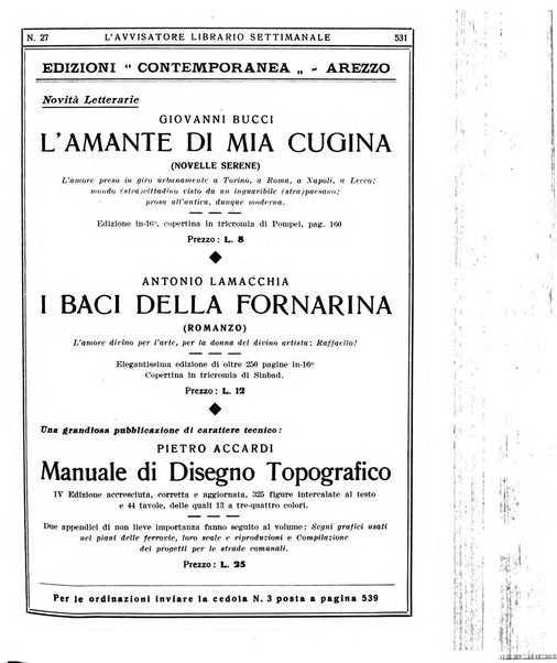 L'avvisatore librario settimanale bollettino bibliografico