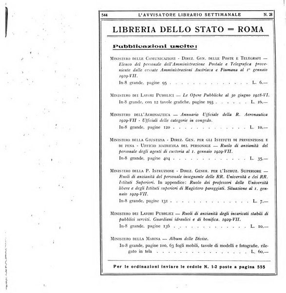 L'avvisatore librario settimanale bollettino bibliografico