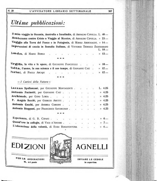 L'avvisatore librario settimanale bollettino bibliografico