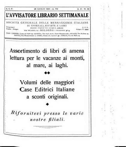 L'avvisatore librario settimanale bollettino bibliografico