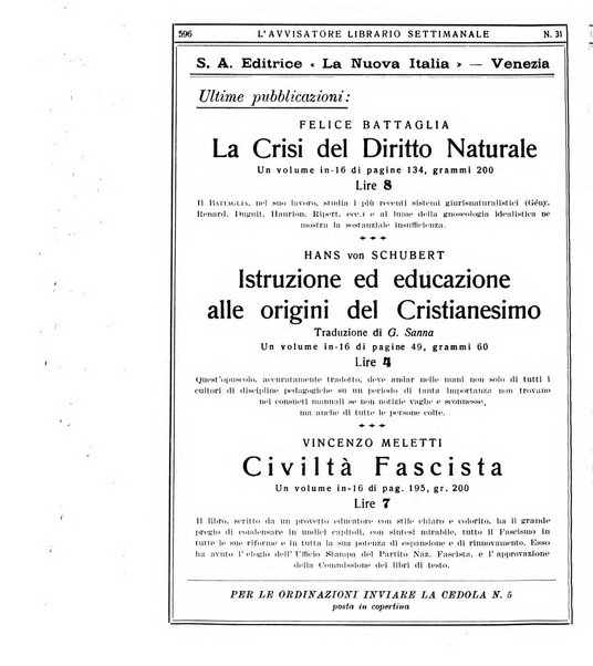 L'avvisatore librario settimanale bollettino bibliografico