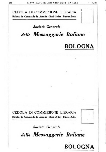 L'avvisatore librario settimanale bollettino bibliografico