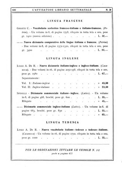 L'avvisatore librario settimanale bollettino bibliografico