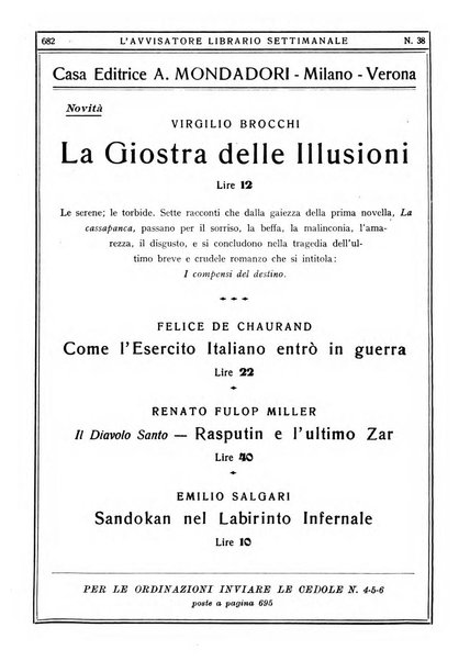 L'avvisatore librario settimanale bollettino bibliografico