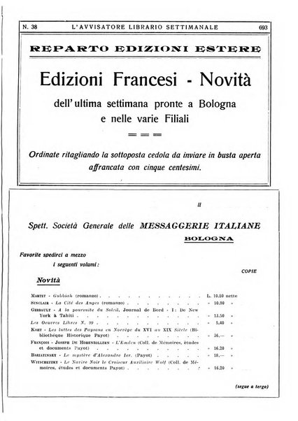 L'avvisatore librario settimanale bollettino bibliografico