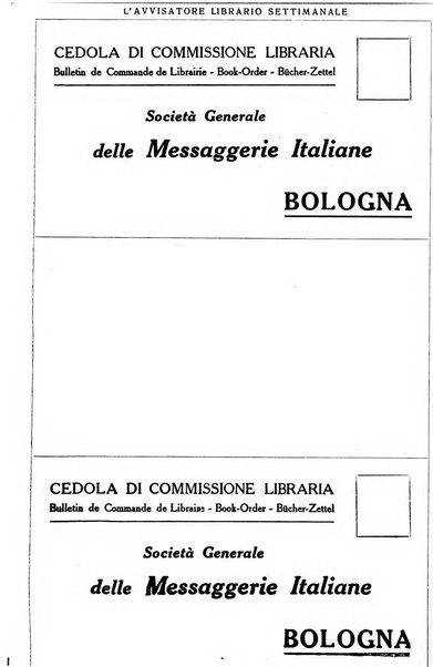 L'avvisatore librario settimanale bollettino bibliografico