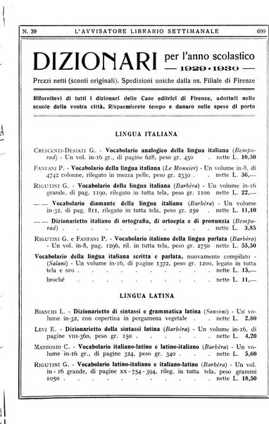 L'avvisatore librario settimanale bollettino bibliografico