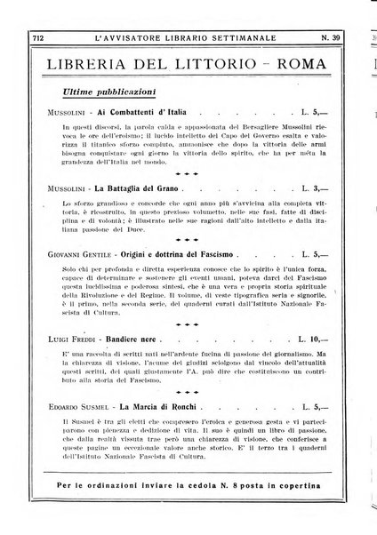 L'avvisatore librario settimanale bollettino bibliografico