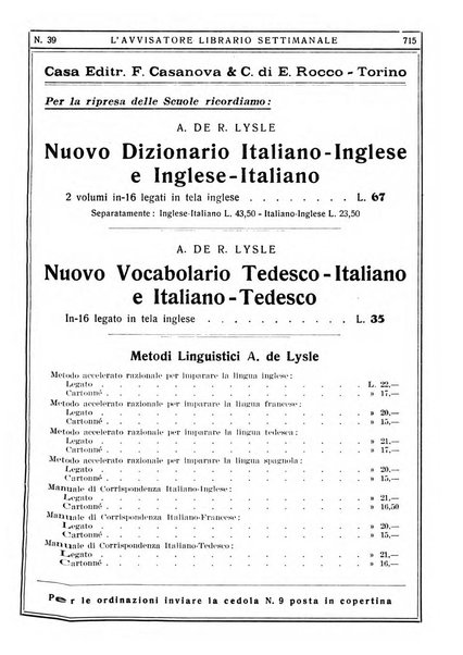 L'avvisatore librario settimanale bollettino bibliografico