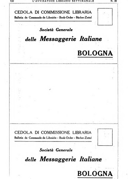 L'avvisatore librario settimanale bollettino bibliografico