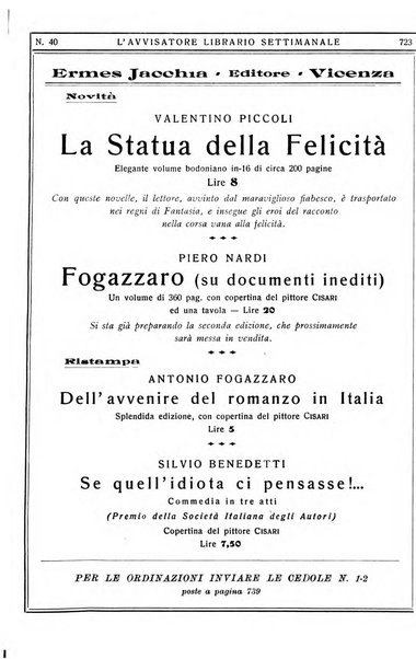 L'avvisatore librario settimanale bollettino bibliografico