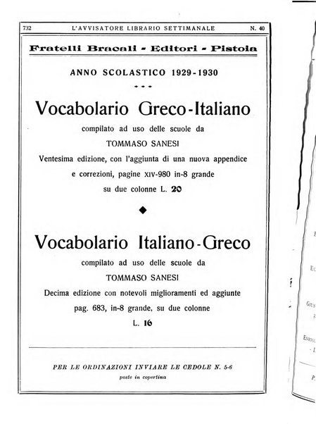 L'avvisatore librario settimanale bollettino bibliografico