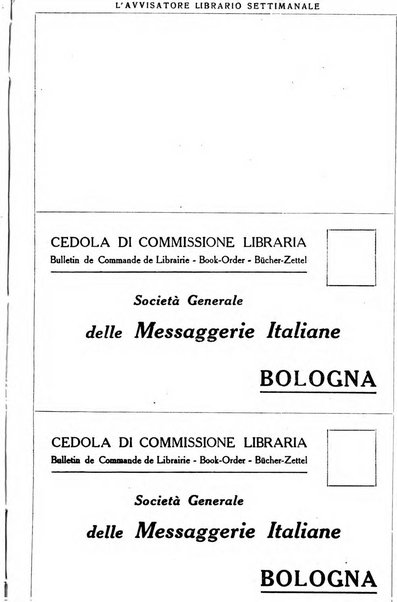 L'avvisatore librario settimanale bollettino bibliografico