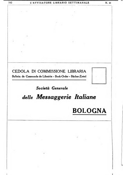 L'avvisatore librario settimanale bollettino bibliografico