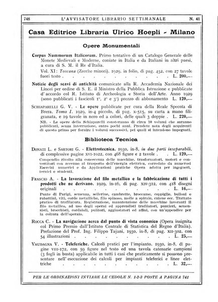 L'avvisatore librario settimanale bollettino bibliografico