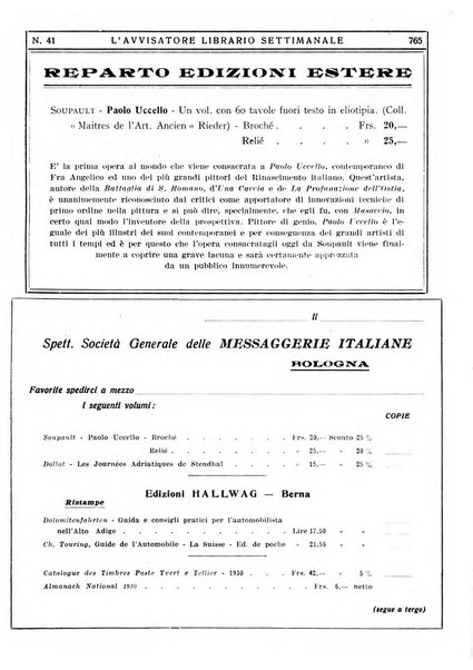 L'avvisatore librario settimanale bollettino bibliografico