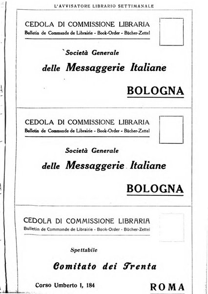 L'avvisatore librario settimanale bollettino bibliografico