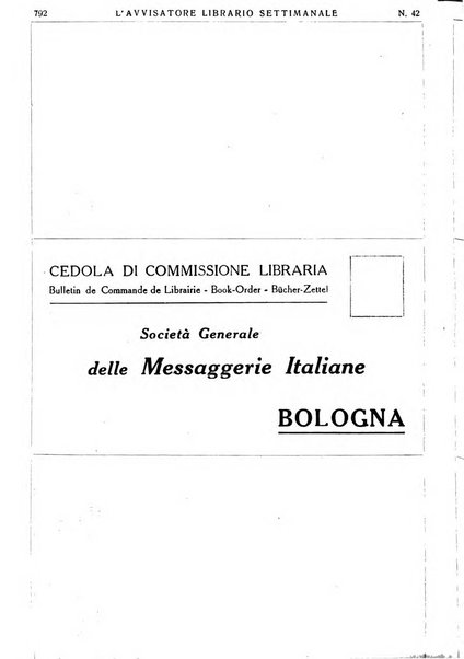 L'avvisatore librario settimanale bollettino bibliografico