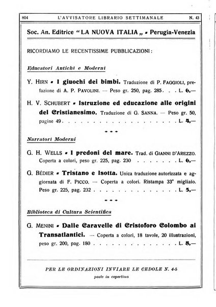 L'avvisatore librario settimanale bollettino bibliografico