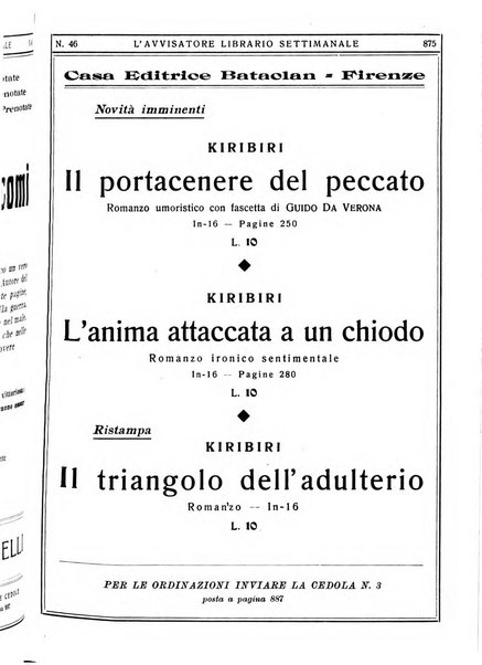 L'avvisatore librario settimanale bollettino bibliografico