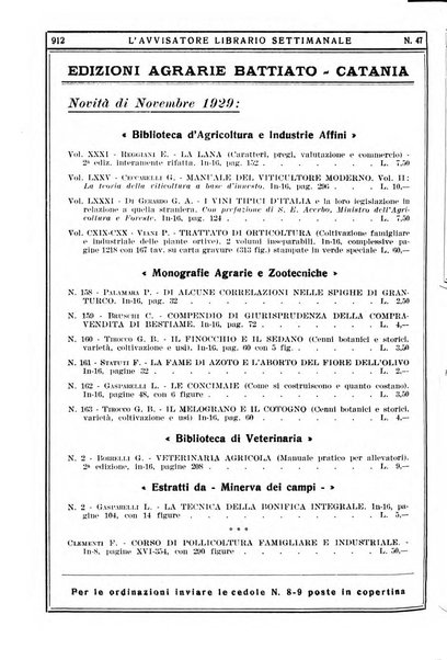 L'avvisatore librario settimanale bollettino bibliografico