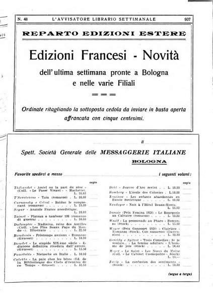 L'avvisatore librario settimanale bollettino bibliografico